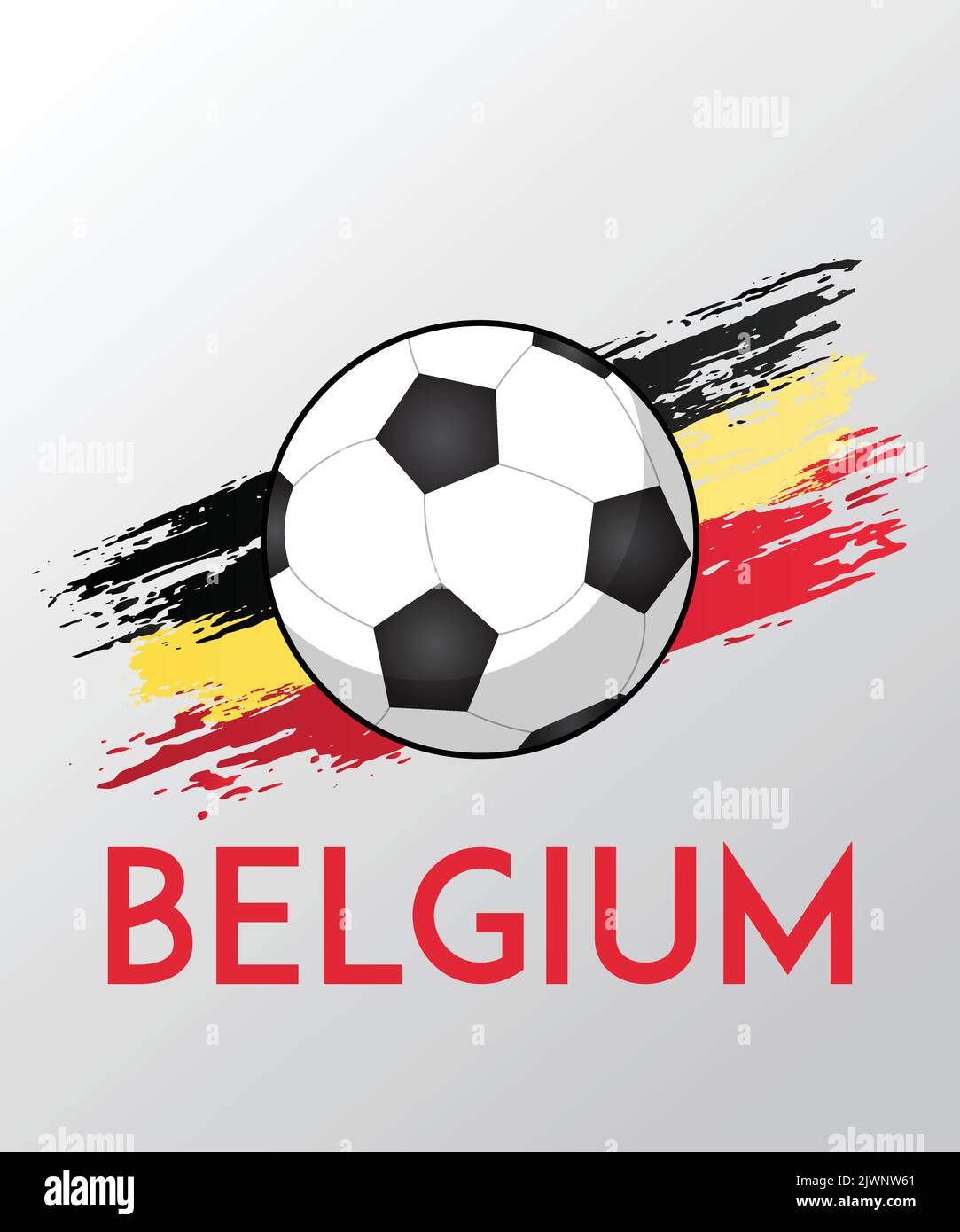 Belgium flag with Brush Effect for Soccer Theme Stock Vector
