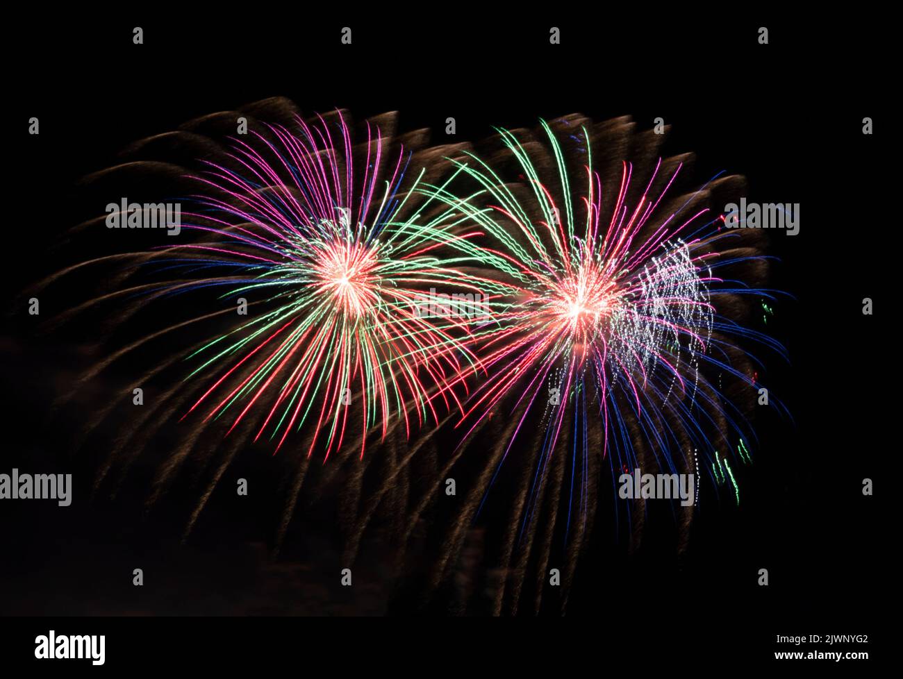 Fireworks light up the Sky celebrating Canada's Birthday Stock Photo ...