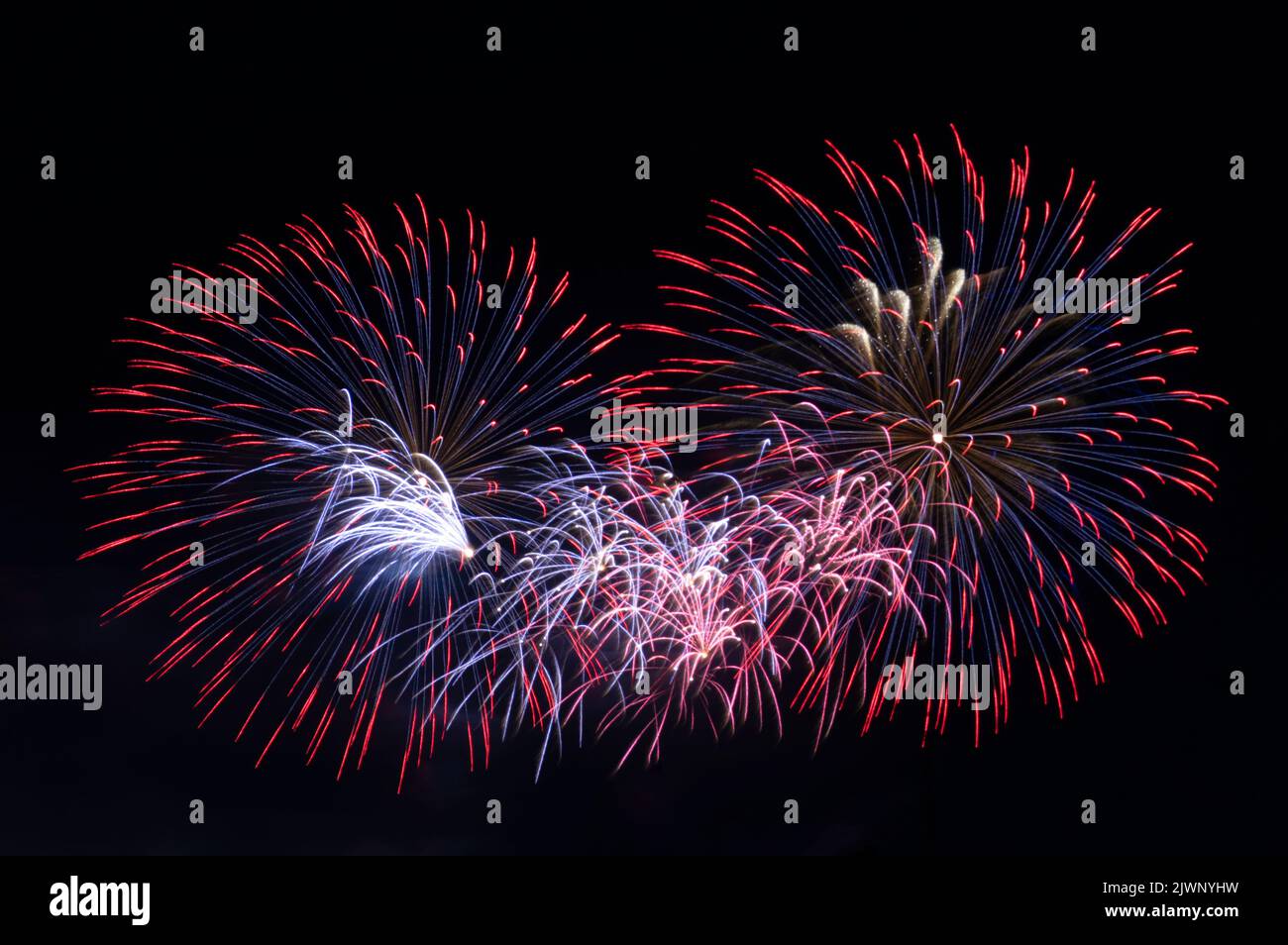 Fireworks light up the night sky in Ottawa Ontario, Canada Stock Photo