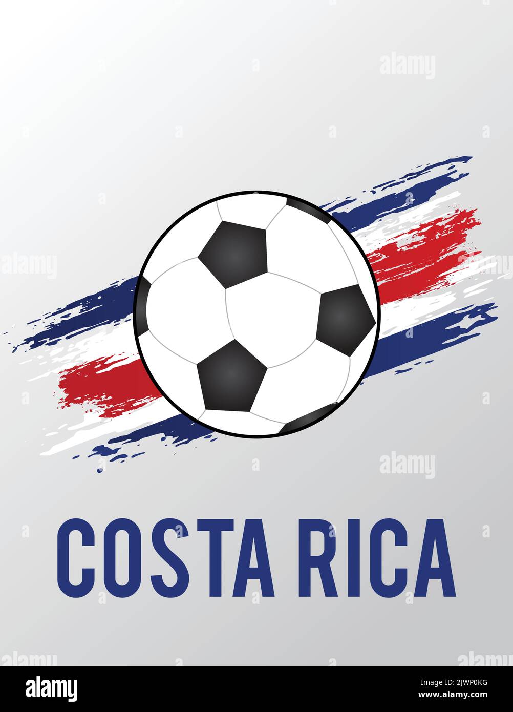 Costa Rica flag with Brush Effect for Soccer Theme Stock Vector
