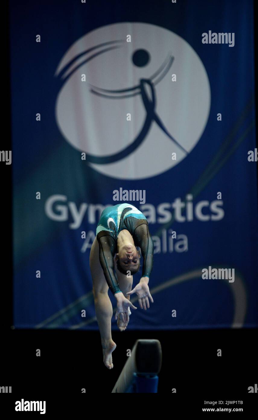 Australian gymnast Georgia Bonora of VIC competes on the beam in the ...