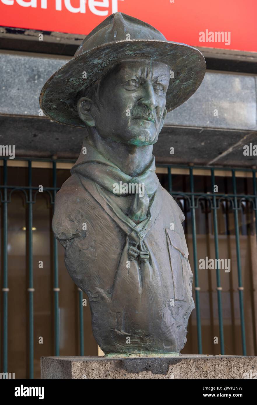 Bronze bust of Robert Baden-Powell, Funchal, Madeira, Portugal Stock Photo