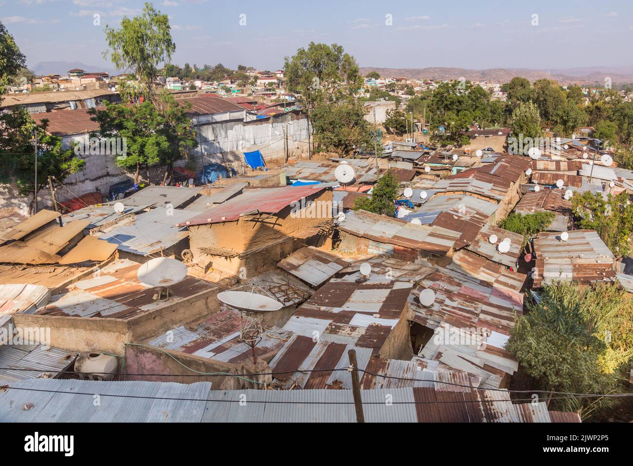 Aerial view of a poor neighborhood in Harar, Ethiopia Stock Photo