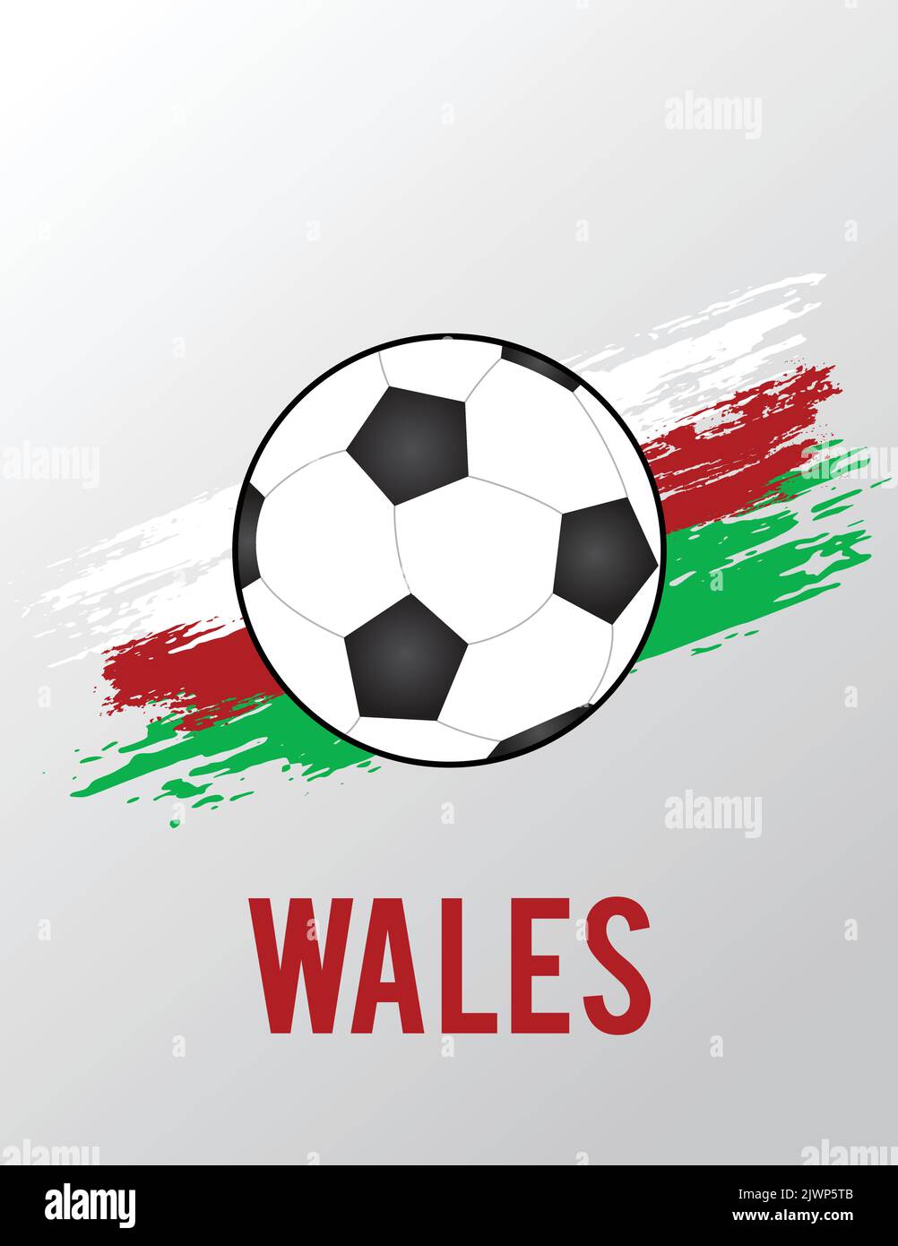 Wales flag with Brush Efect for Soccer Theme Stock Vector