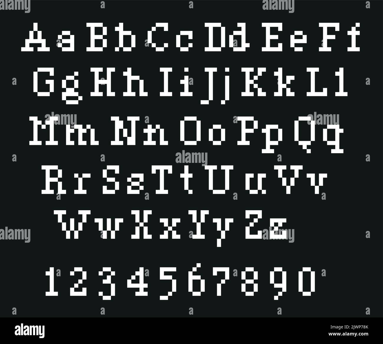 Pixel alphabet letters and punctuation marks. Modern stylish font or  typeface for headline in style of 80's retro video game, vintage computer  typogra Stock Vector Image & Art - Alamy
