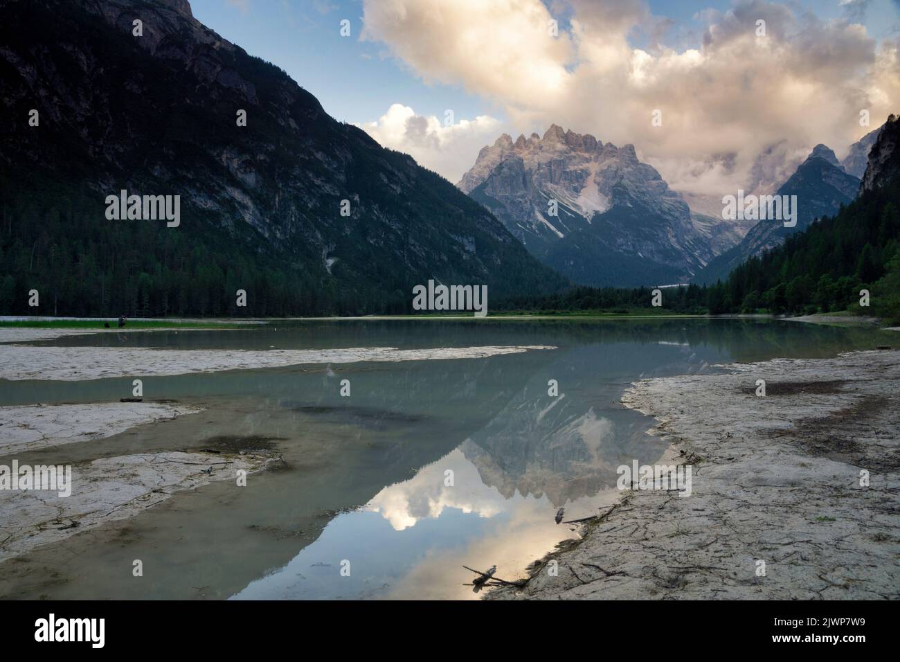 The Dürrensee is a lake in the Dolomites in the Italian region South Tyrol Stock Photo