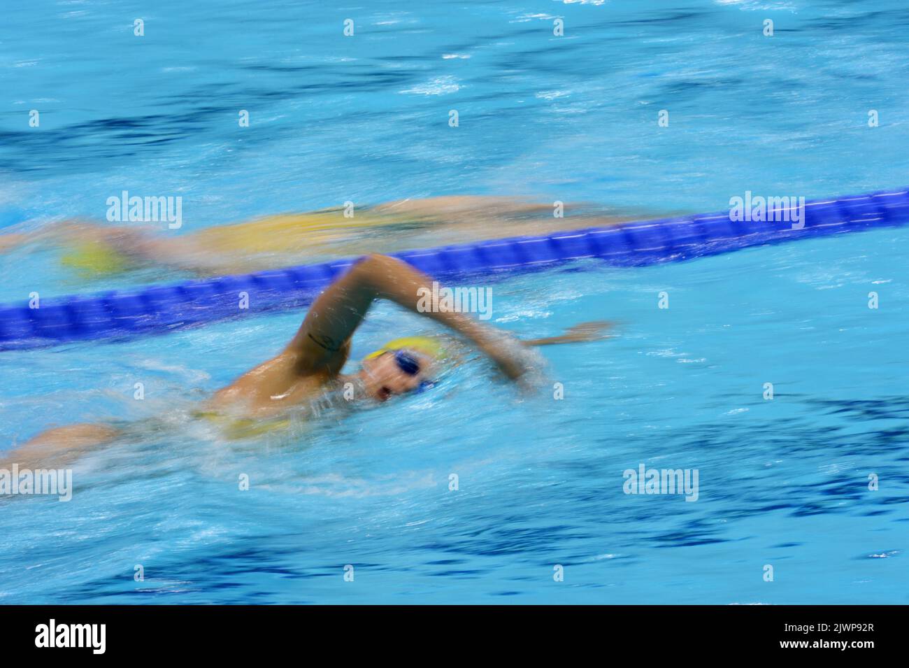 Australian swimmer Stephanie Rice in the pool during a training session ...