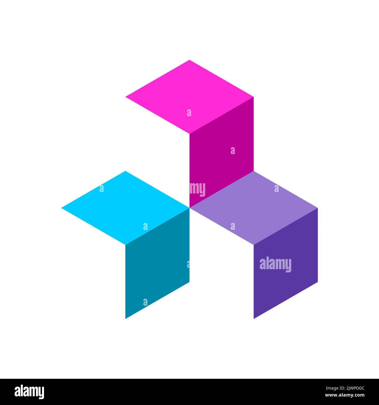 Colorful cubic logo template with three elements 3d box template