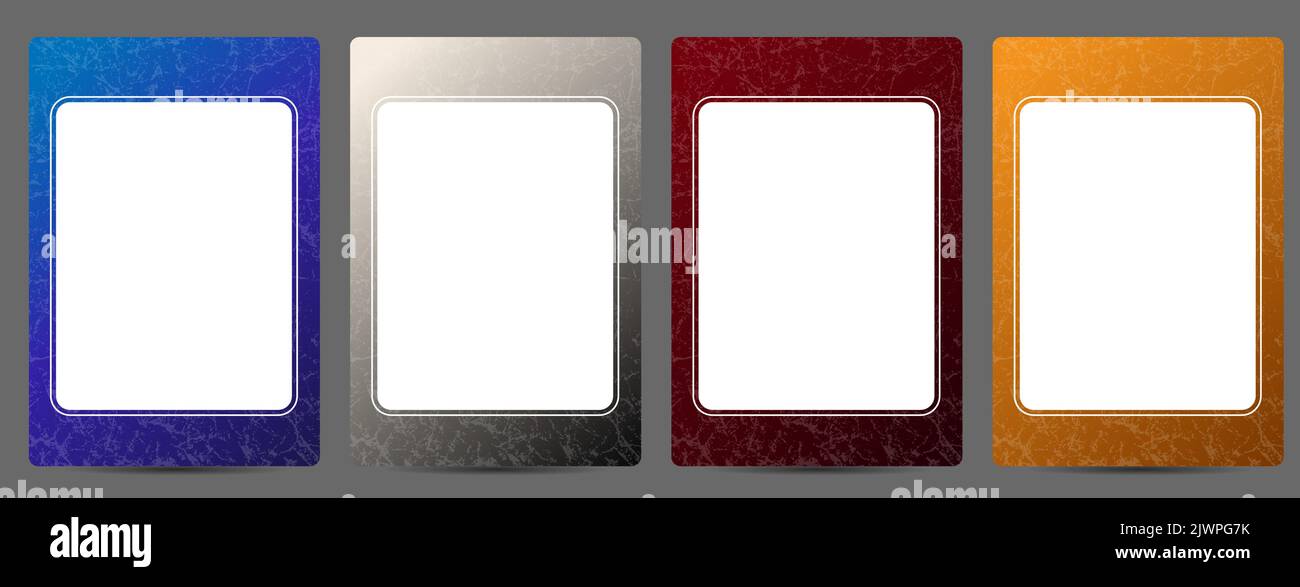 color gradient and grunge texture on cards frame set Stock Vector