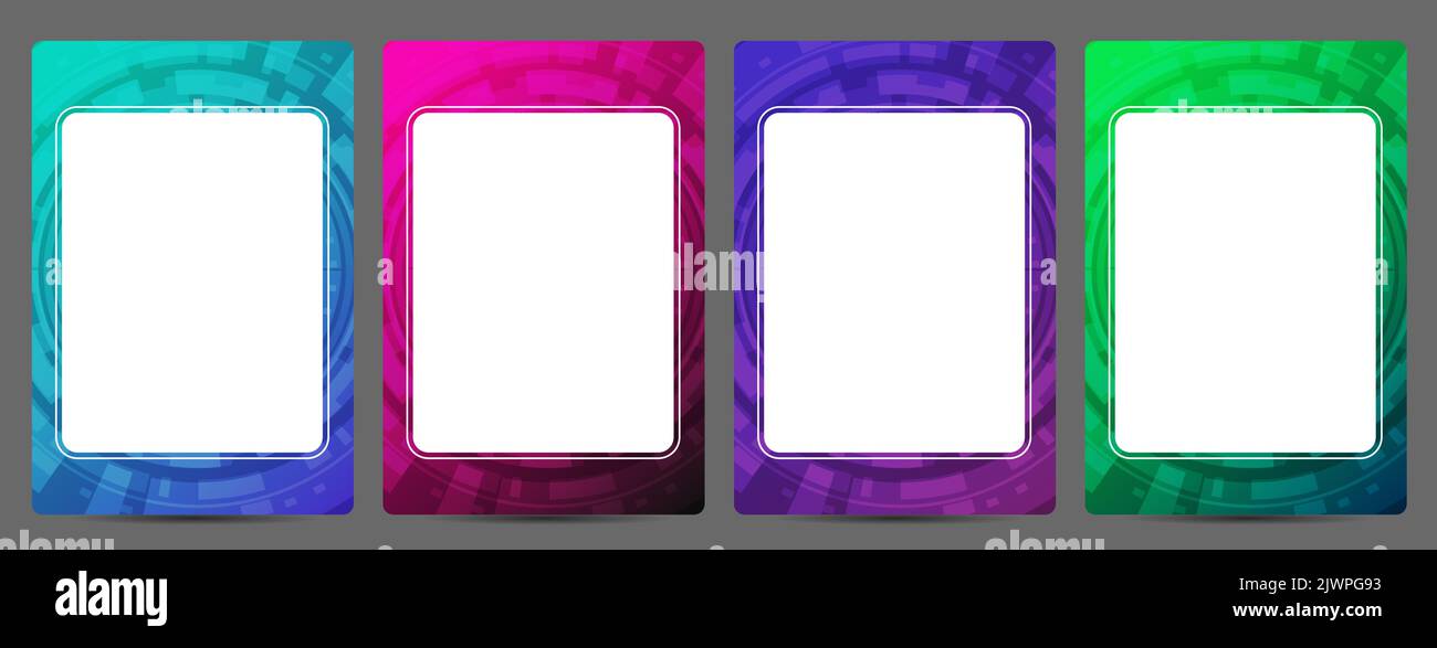 color gradient and techno texture on cards frame set Stock Vector