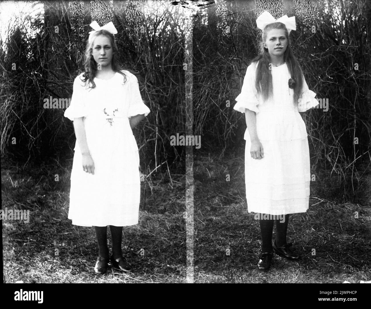 Portrait two girls Black and White Stock Photos & Images - Alamy