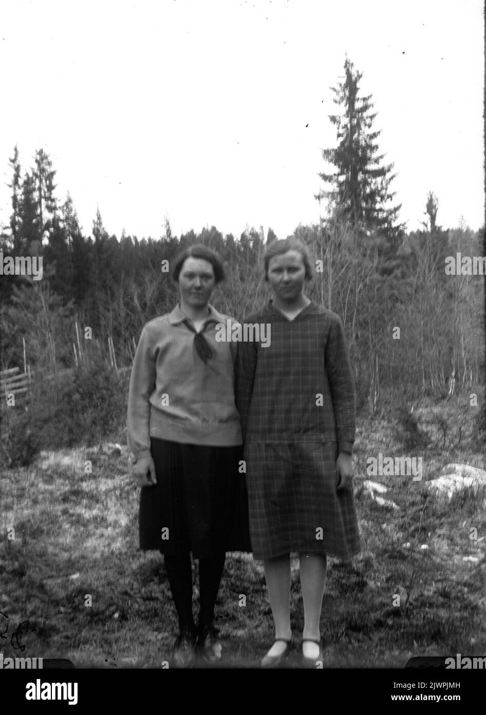 Unknown woman and Hildur Persson, Annefors. Okänd kvinna och Hildur Persson, Annefors. Stock Photo