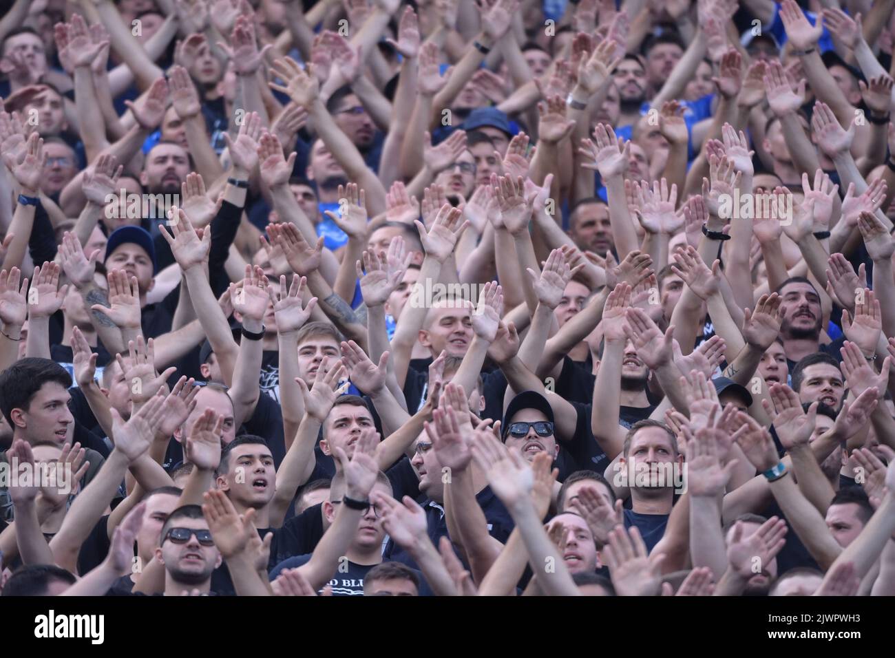ZAGREB, CROATIA SEPTEMBER 06 Supporters cheer in the stands during