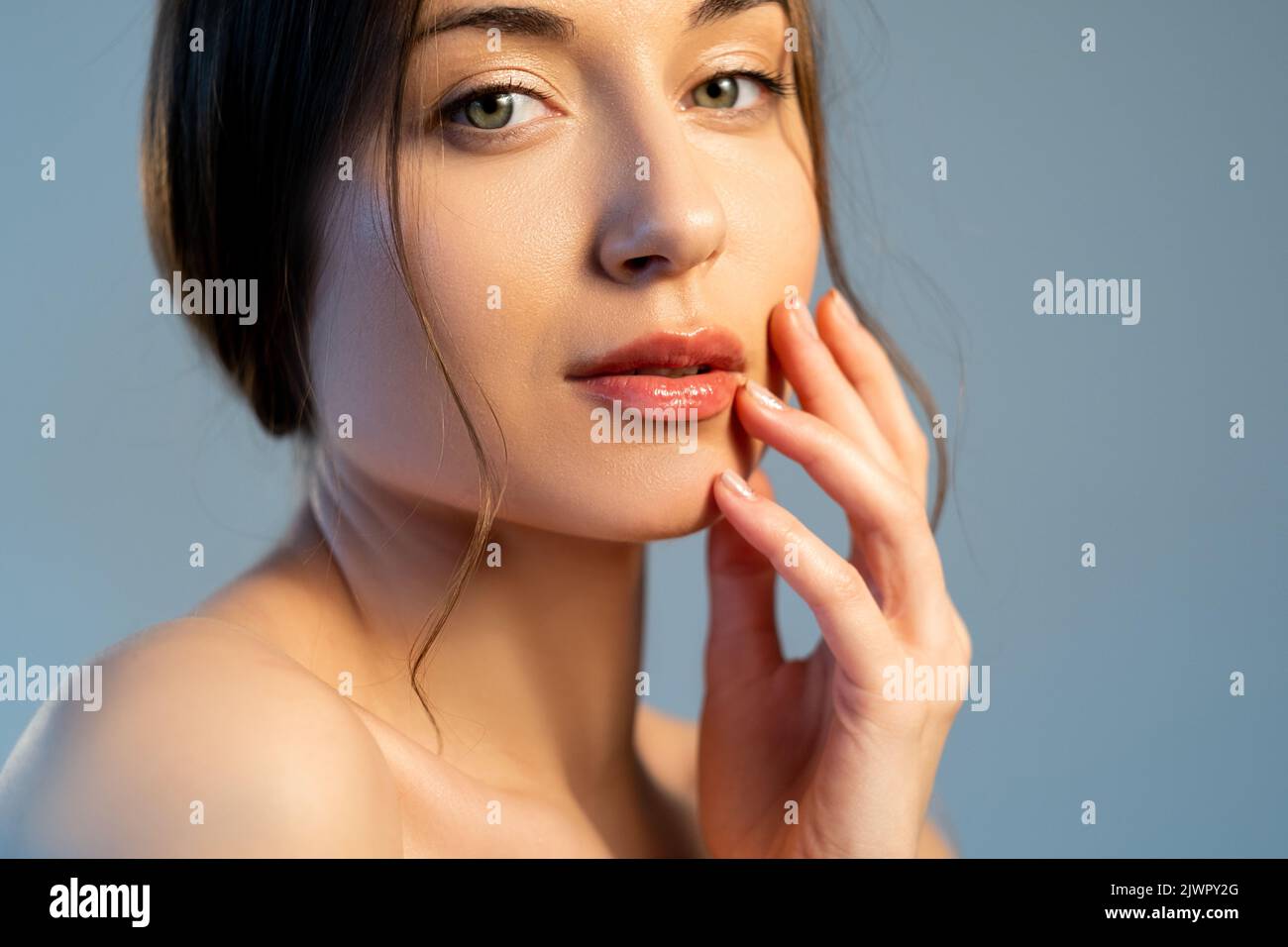 facelift treatment healthy beauty woman clean face Stock Photo