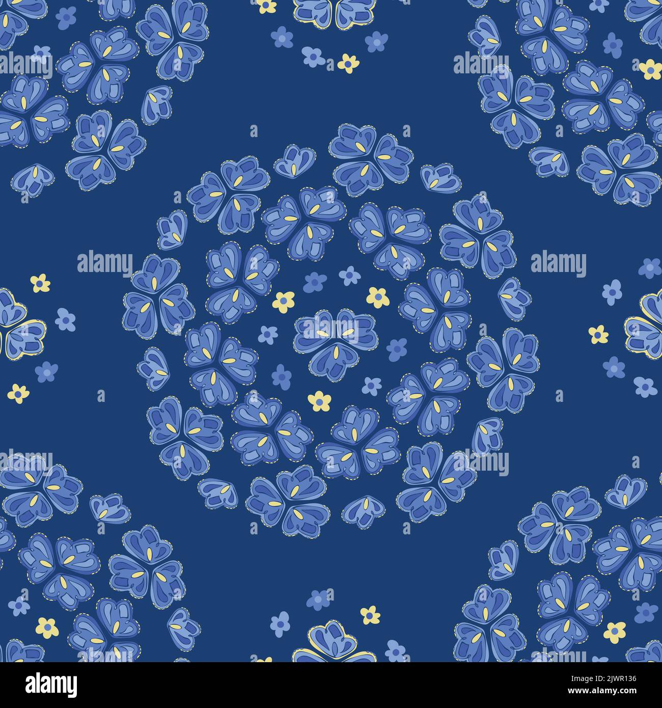 Vector seamless pattern with decorative flower circles. Ornate print. Stock Vector
