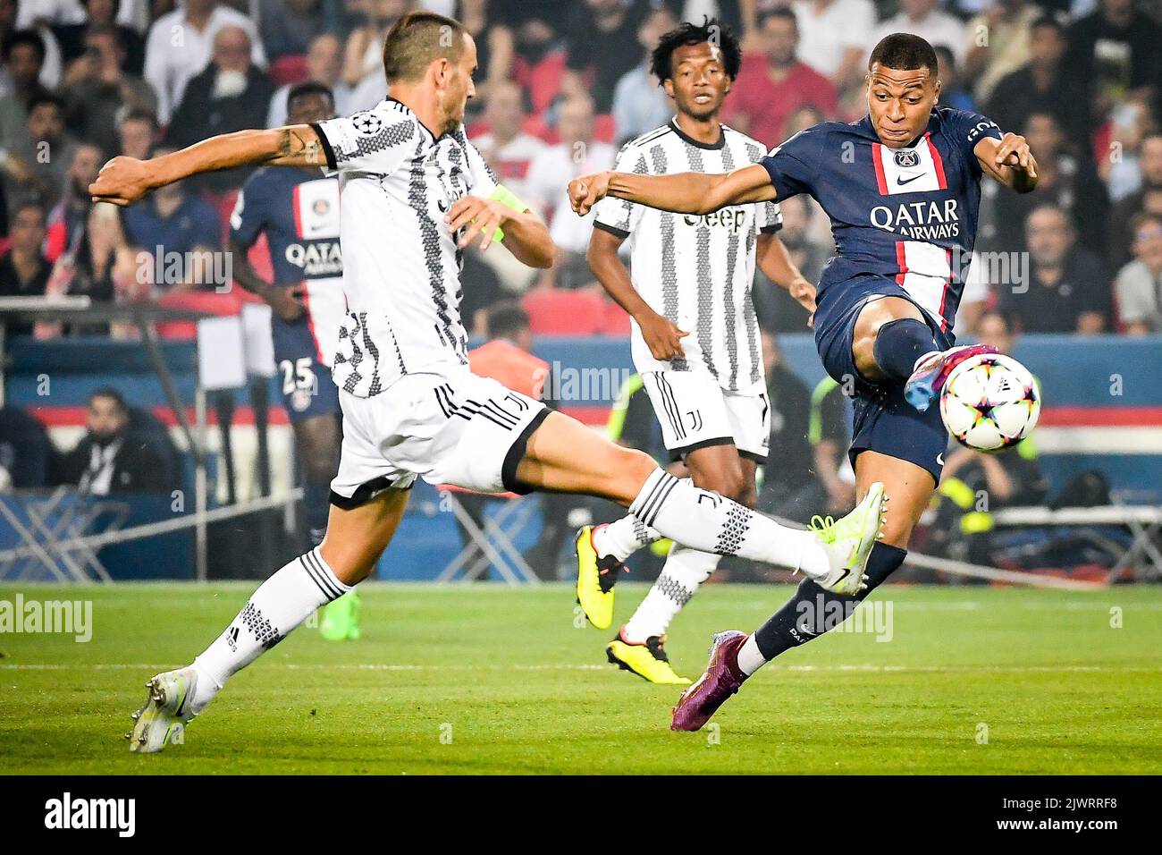 Paris, France. 06th Sep, 2022. Kylian MBAPPE of PSG scores his goal during  the UEFA Champions League, Group H football match between Paris  Saint-Germain and Juventus FC on September 6, 2022 at