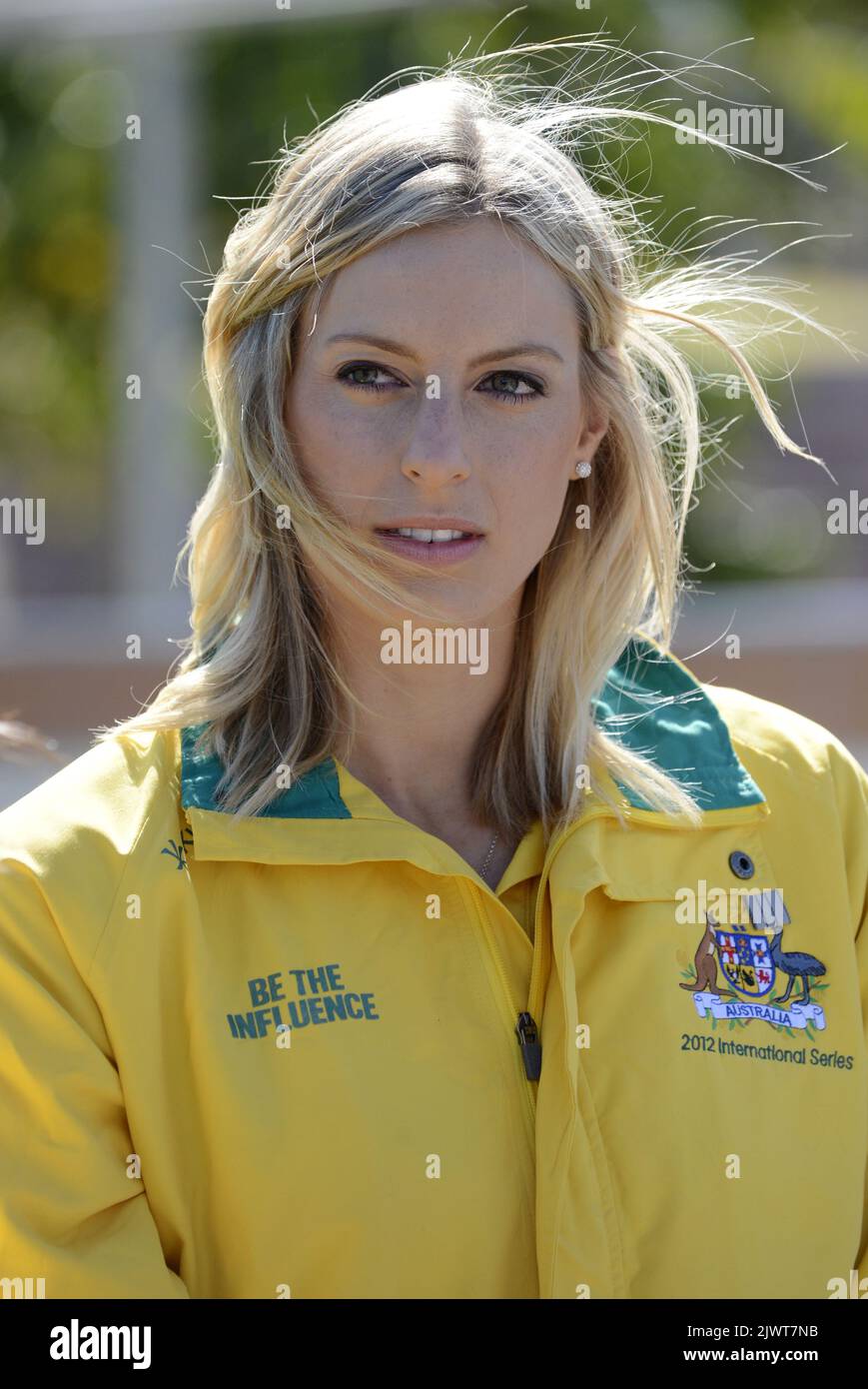 Laura Geitz right the newly appointed captain of the Australian Netball team the Diamonds looks on during a press conference in Brisbane Tuesday August 20 2013. Ms Geitz is Australia s 22nd Netball
