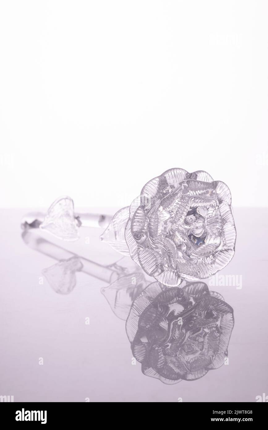 souvenir glass crystal rose on a white background Stock Photo