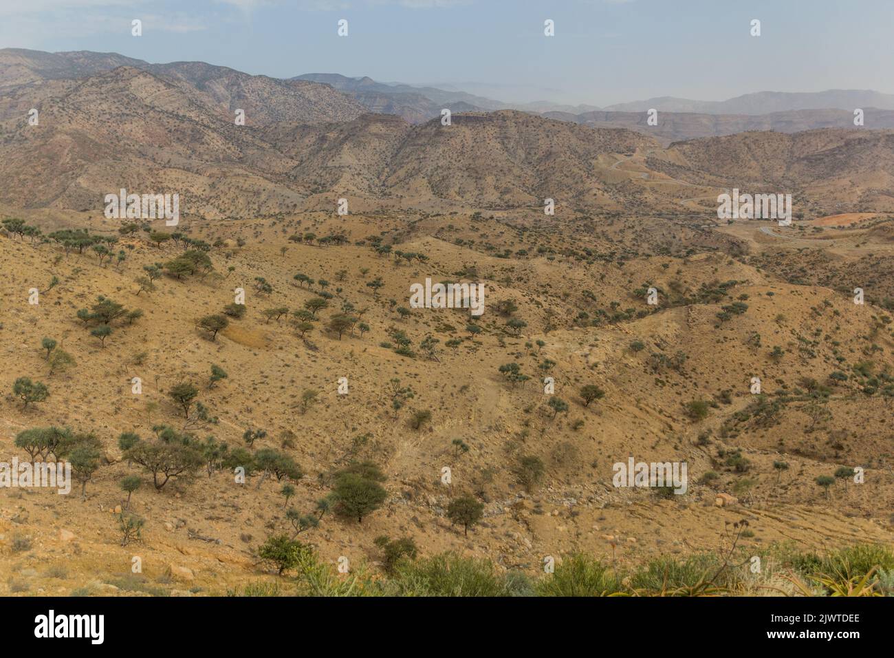 Hilly landscpae of Afar region, Ethiopia. Stock Photo