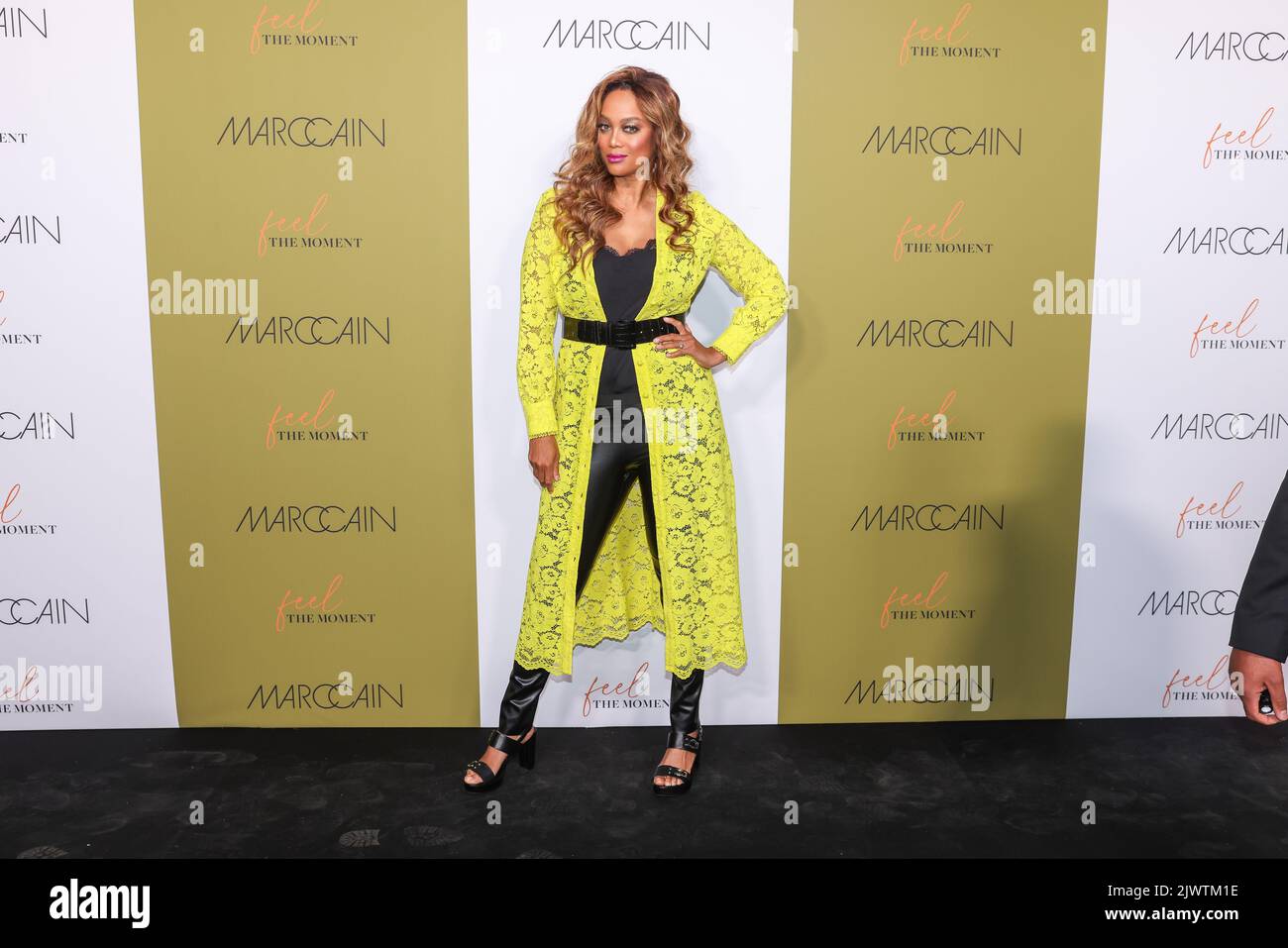 Berlin, Germany. 06th Sep, 2022. Tyra Banks arrives at the Marc Cain label's show at Mercedes-Benz Fashion Week at Café am Neuen See on the occasion of Berlin Fashion Week. The Berlin Fashion Week combines several events under one roof. Credit: Gerald Matzka/dpa/Alamy Live News Stock Photo