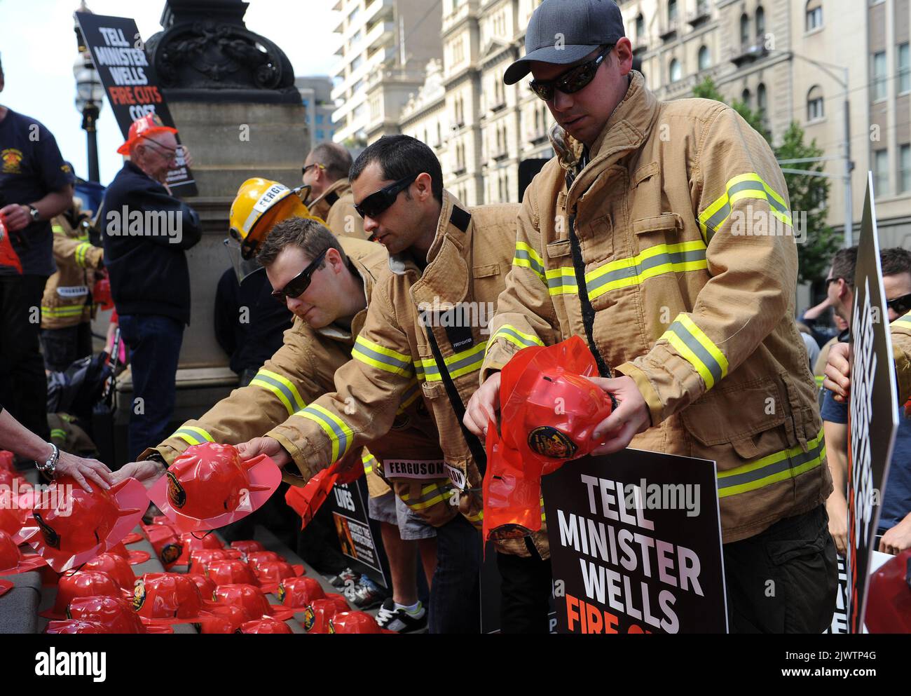 Firefighter Rally Firefighters rally on the steps of Victorian Parliament in Melbourne ...