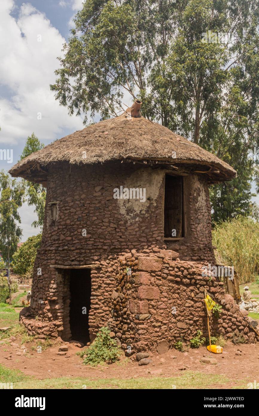 Traditional round house in Lalibela, Ethiopia Stock Photo