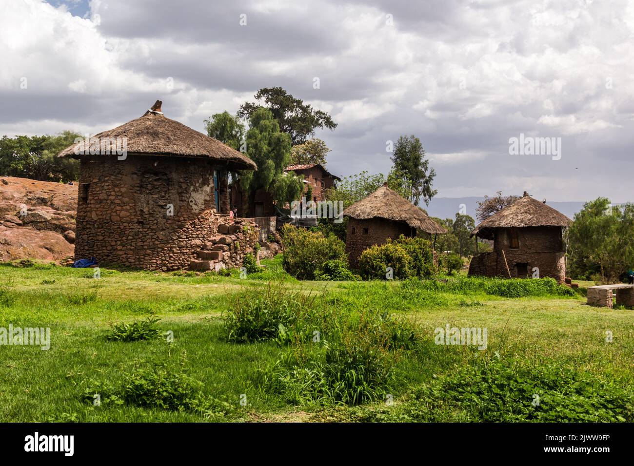 Traditional round houses in Lalibela, Ethiopia Stock Photo
