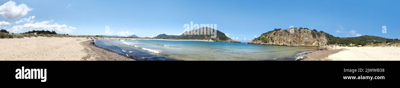 Panoramic view of Voidokoilia Beach located at Messinia, Peloponnese, Greece Stock Photo