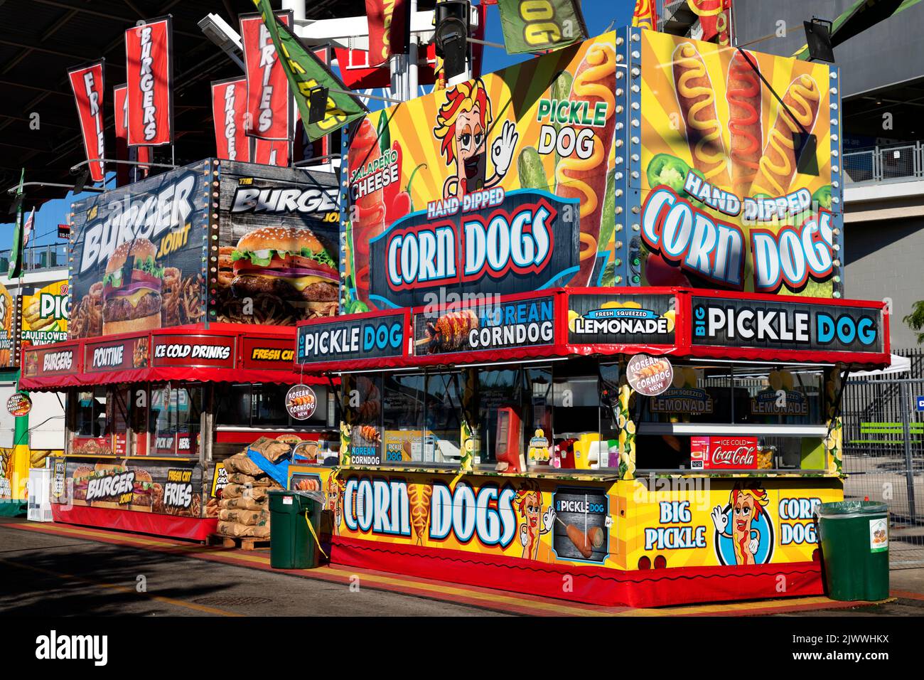Toronto, Ontario Canada. 2022 Canadian National Exhibition colorful midway booths. Stock Photo