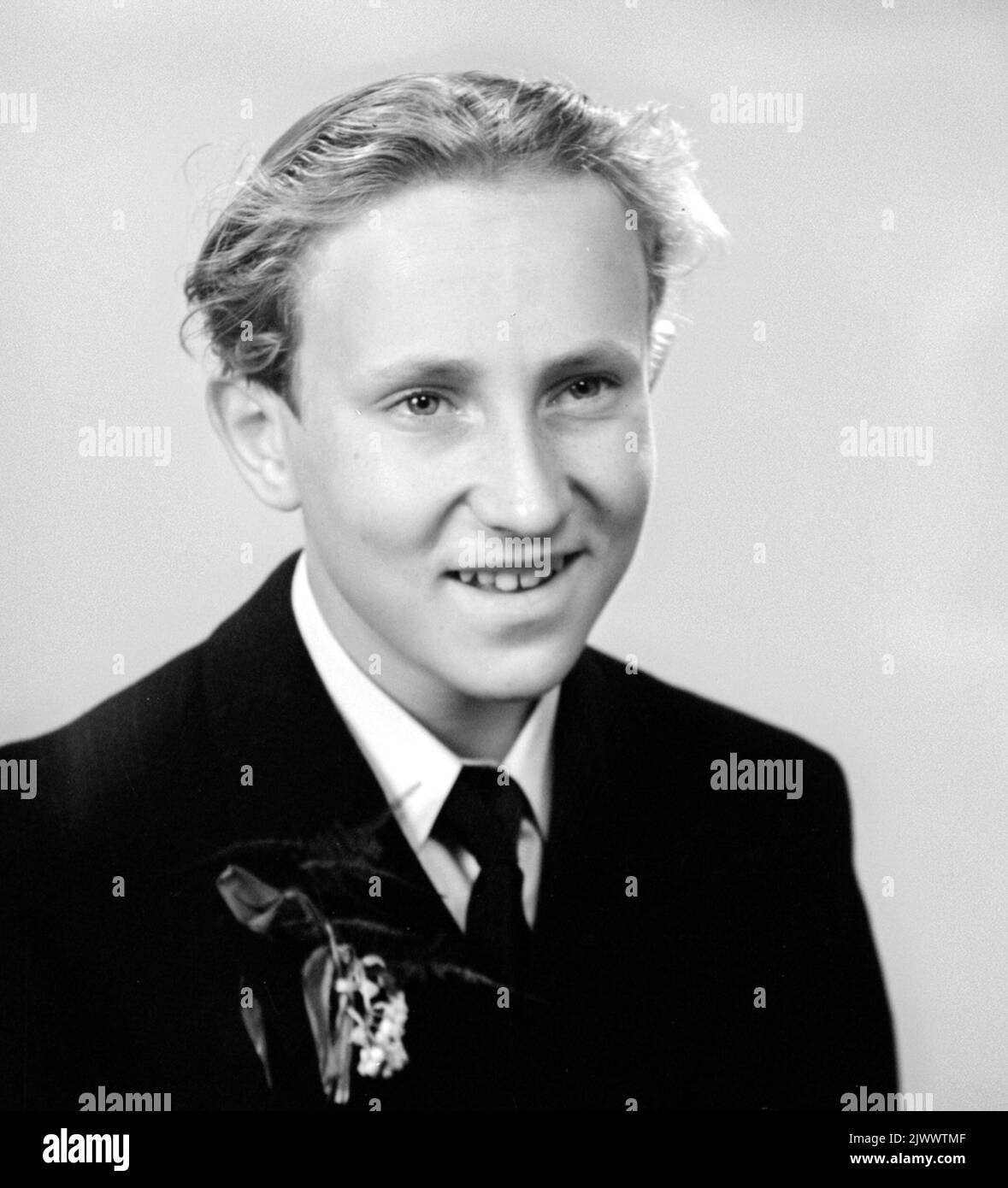 Confirmation Bertil Abrahamsson. Photo in May 1950. Konfirmanden Bertil