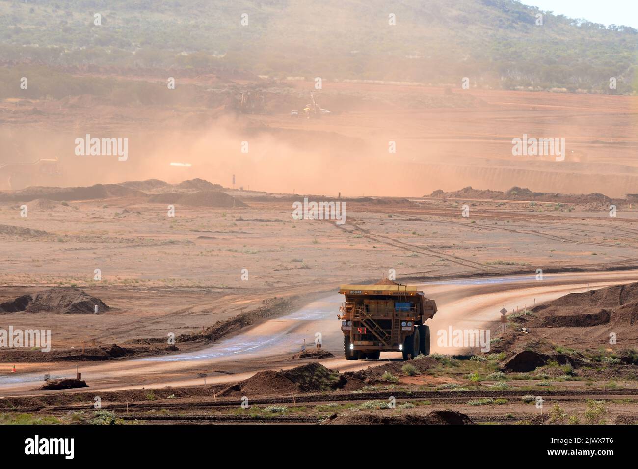 Haulage truck at the Rio Tinto West Angelas iron ore mine in the Pilbara region of West Haulage truck at the Rio Tinto West Angelas iron ore mine in the Pilbara region of West