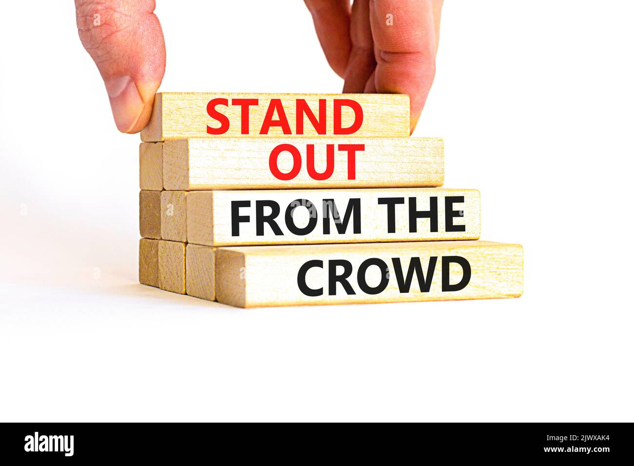 Stand out from the crowd symbol. Concept words Stand out from the crowd