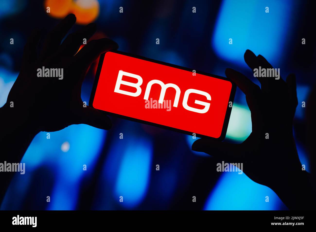 In this photo illustration, the BMG Rights Management GmbH logo is