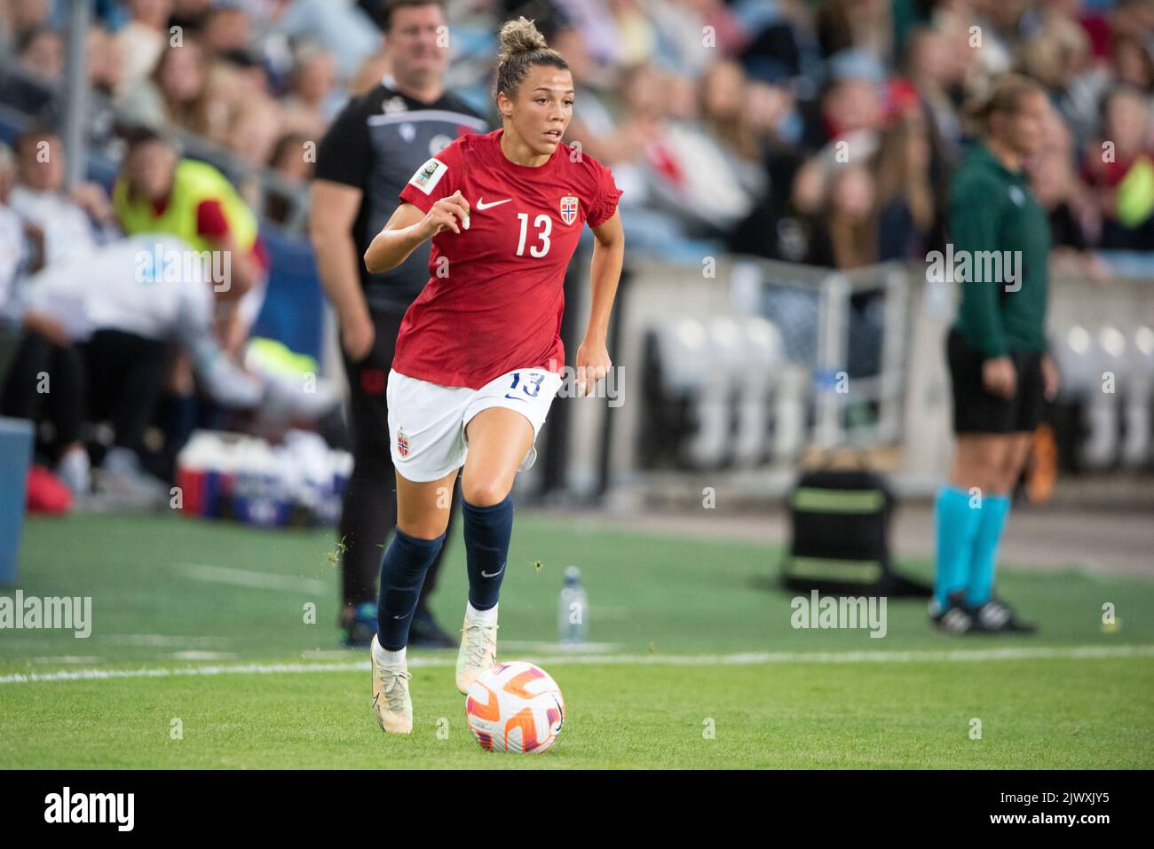 Oslo, Norway. 06th Sep, 2022. Celin Bizet Ildhusoy (13) of Norway seen during the Women's World Cup Qualifier between Norway and Albania at Ullevaal Stadion in Oslo. (Photo Credit: Gonzales Photo/Alamy Live News Stock Photo
