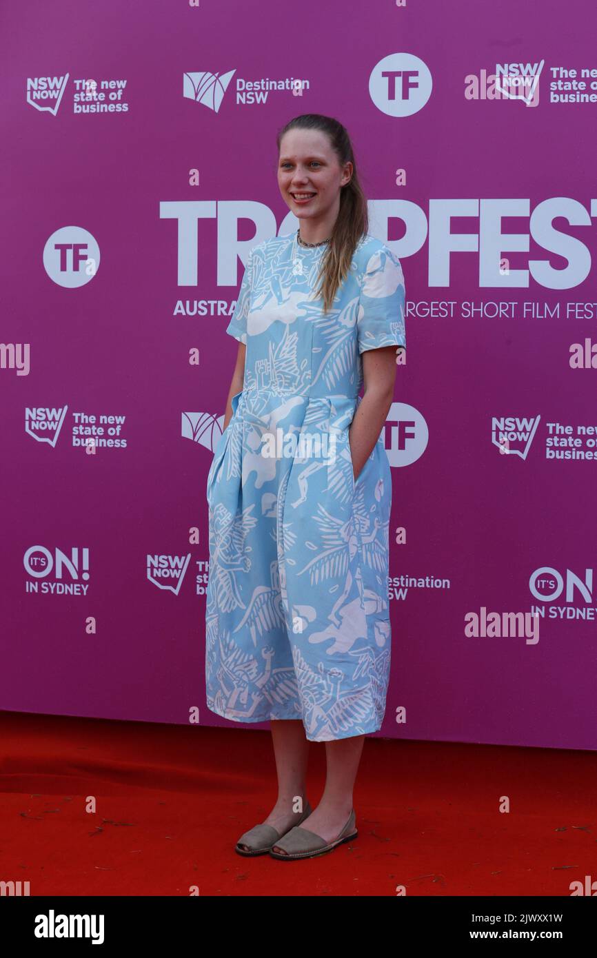 Brenna Harding arrives on the red carpet during Tropfest short film ...