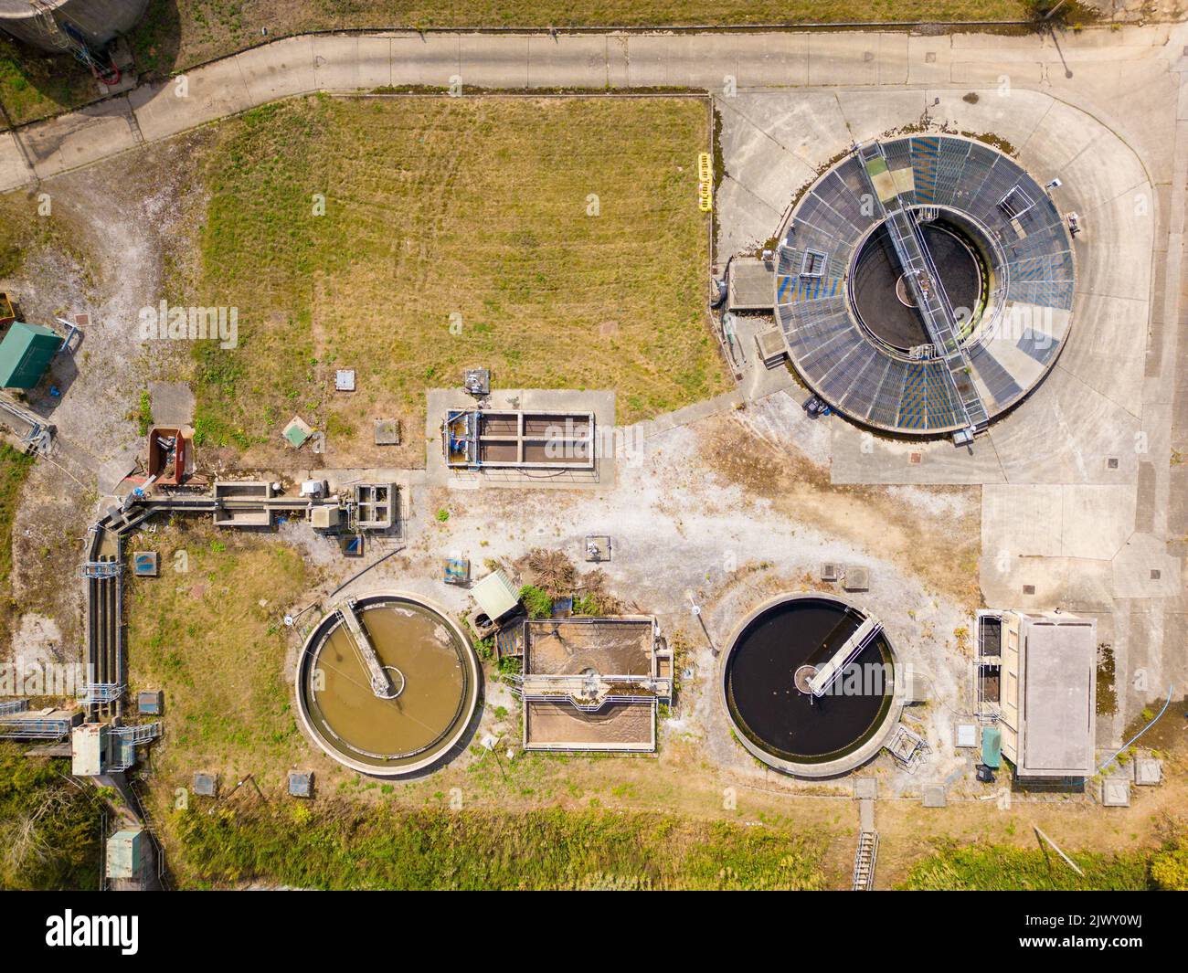 Aerial view of Sewage Water Treatment Facility in Arthington Stock Photo