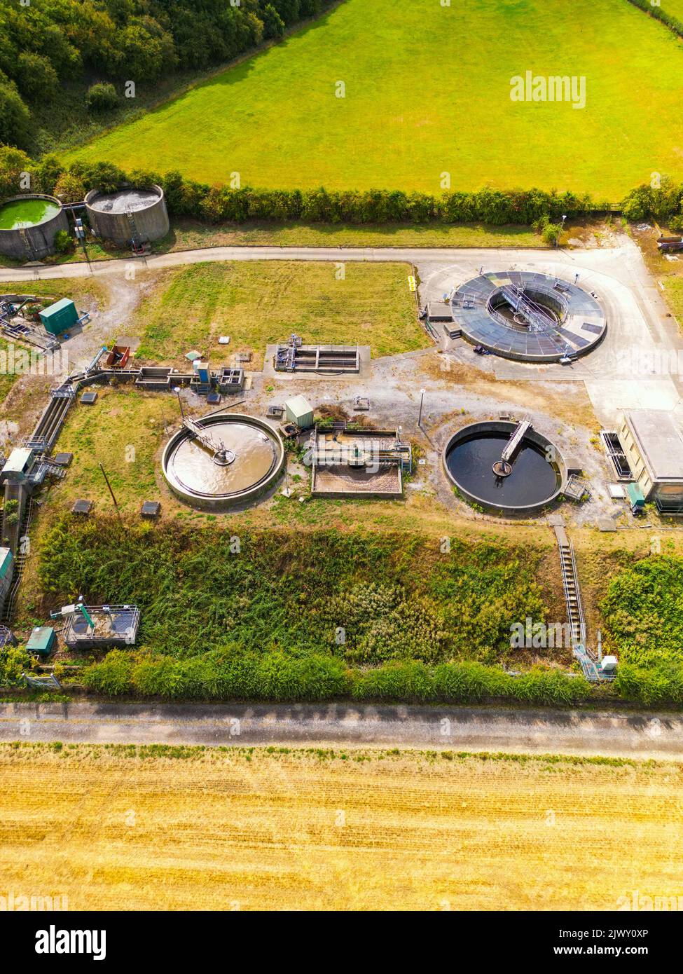 Aerial view of Sewage Water Treatment Facility in Arthington Stock