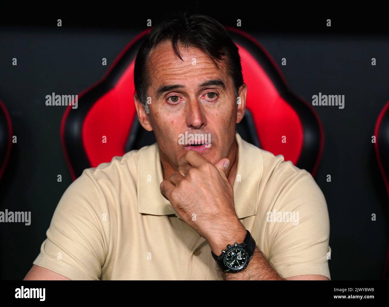 Sevilla manager Julen Lopetegui on the touchline during the UEFA Champions League Group G match at the Ramon Sanchez Pizjuan Stadium in Seville, Spain. Picture date: Tuesday September 6, 2022. Stock Photo