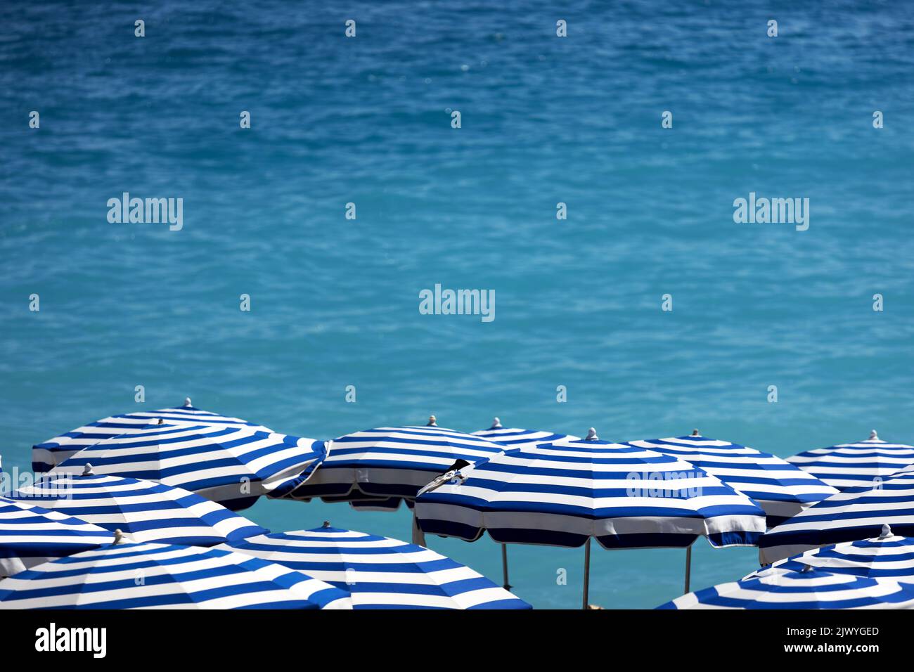 beach umbrellas on the sea Stock Photo