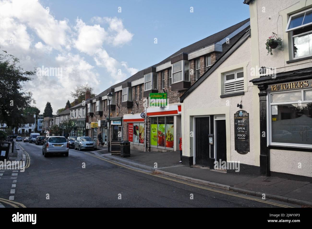 Street view of shops on High Street Llandaff Cardiff Wales UK Stock Photo