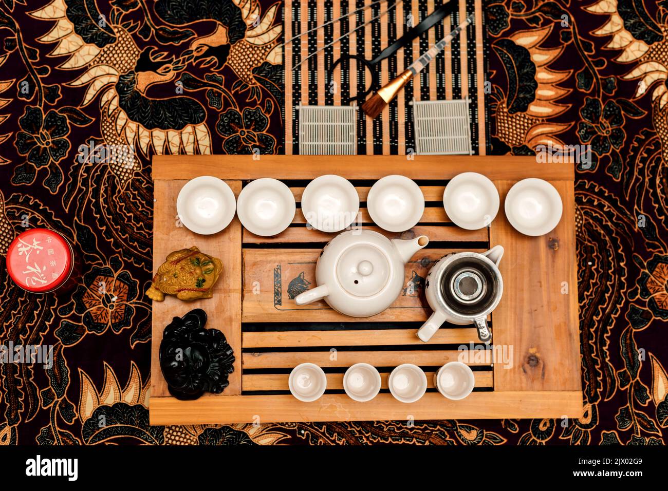 Chinese tea ceremony. A set of dishes for tea drinking Stock Photo