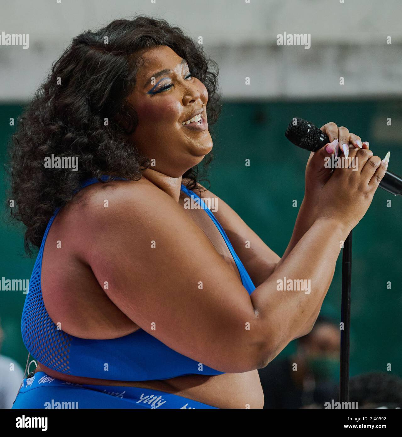 NEW YORK, NY, USA - JULY 15, 2022: Lizzo Performs on NBC's "Today" Show Concert Series at Rockefeller Plaza. Stock Photo