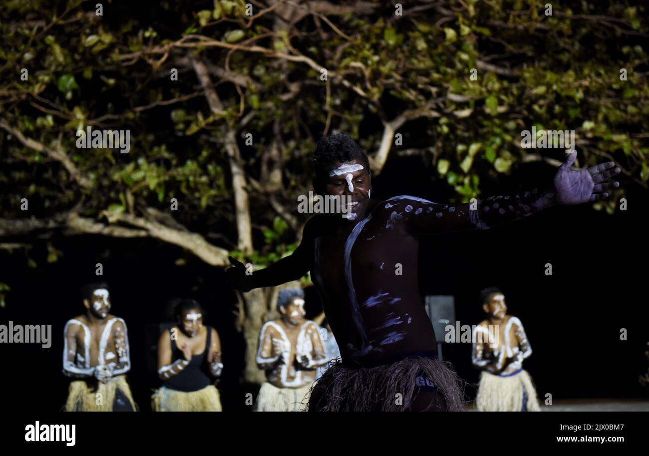 Ameic Injinoo The Injinoo Dance Group perform a welcome to country for Australian ...