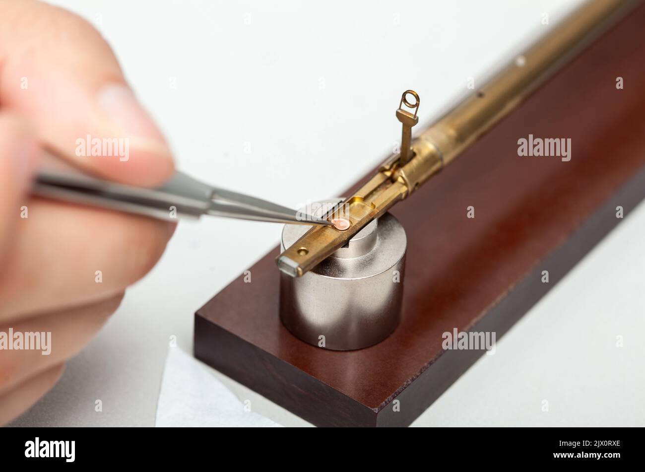 Transmission electron microscope sample holder been loaded with an