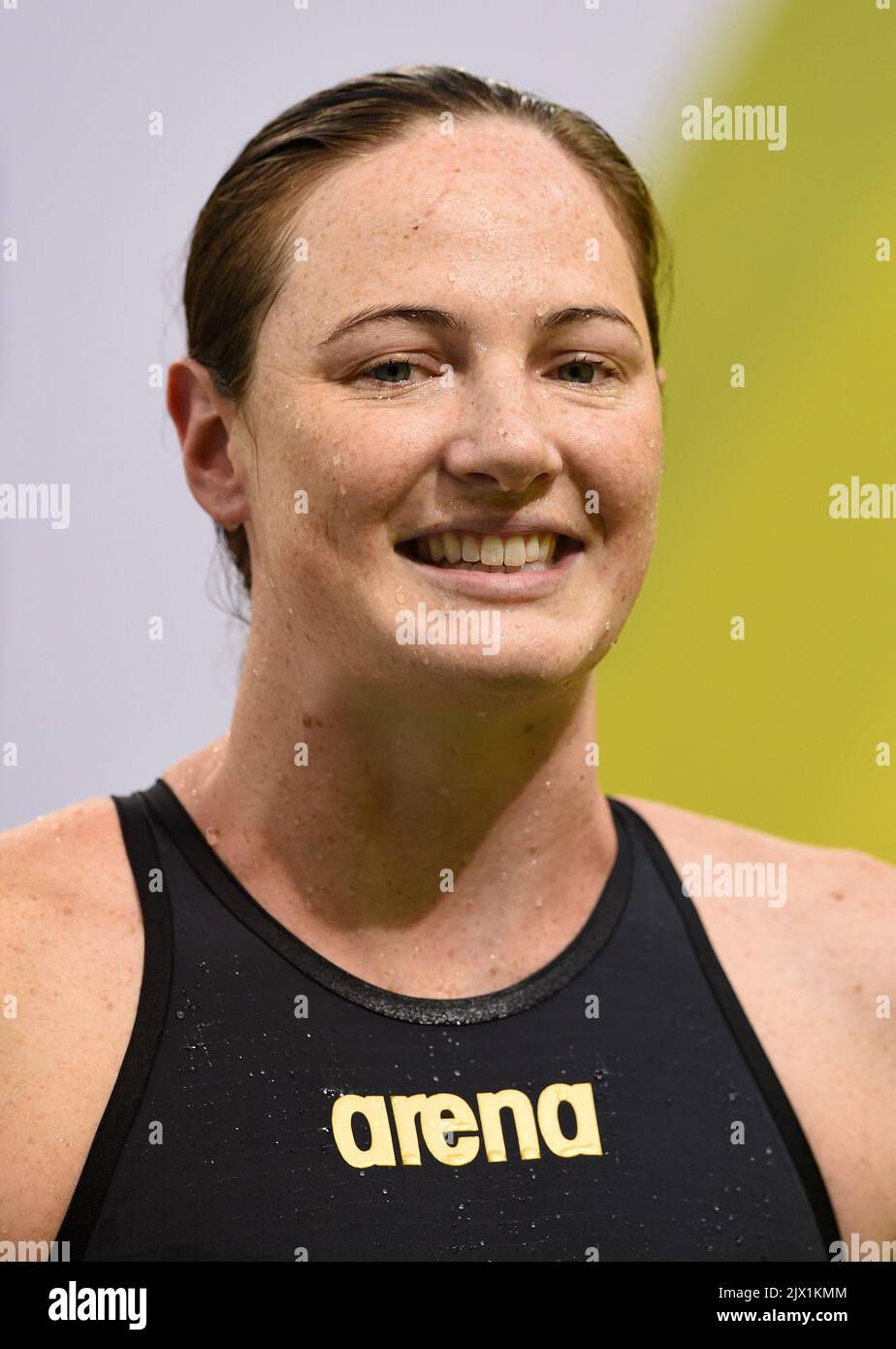 Cate Campbell looks on following the Women's 50m Freestyle Heats on day
