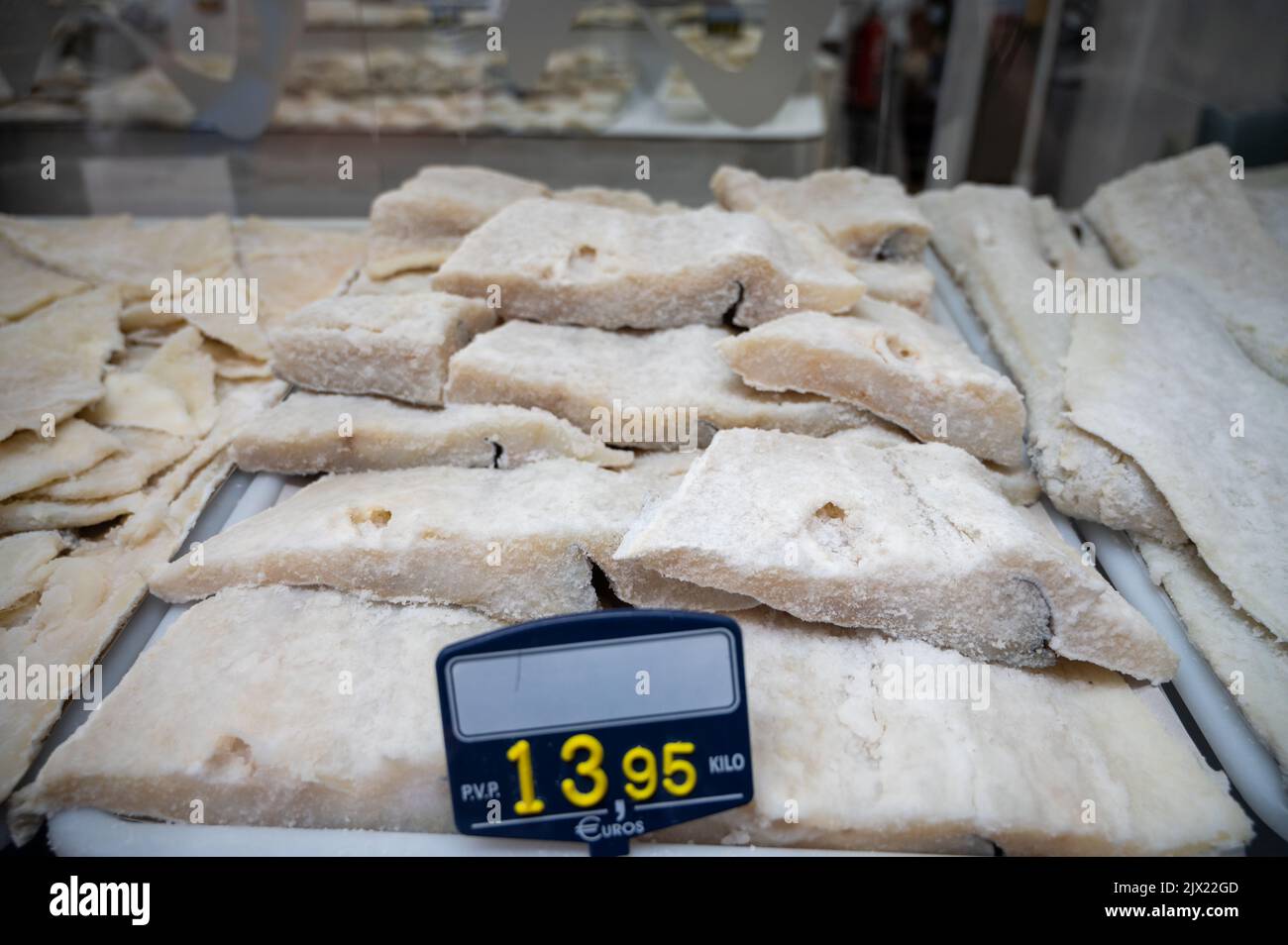 White salted and dried bacalao codfish, traditional Spanish preserved