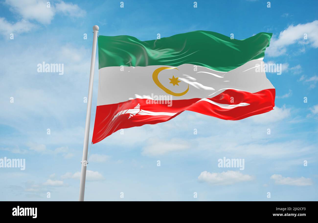 Flag Of Austronesian Peoples Bangsamoro People At Cloudy Sky Background flag-of-austronesian-peoples-bangsamoro-people-at-cloudy-sky-background
