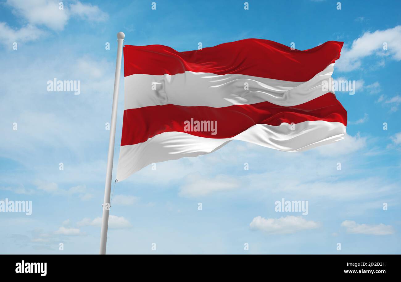 Flag Of Austronesian Peoples Bugis People At Cloudy Sky Background 