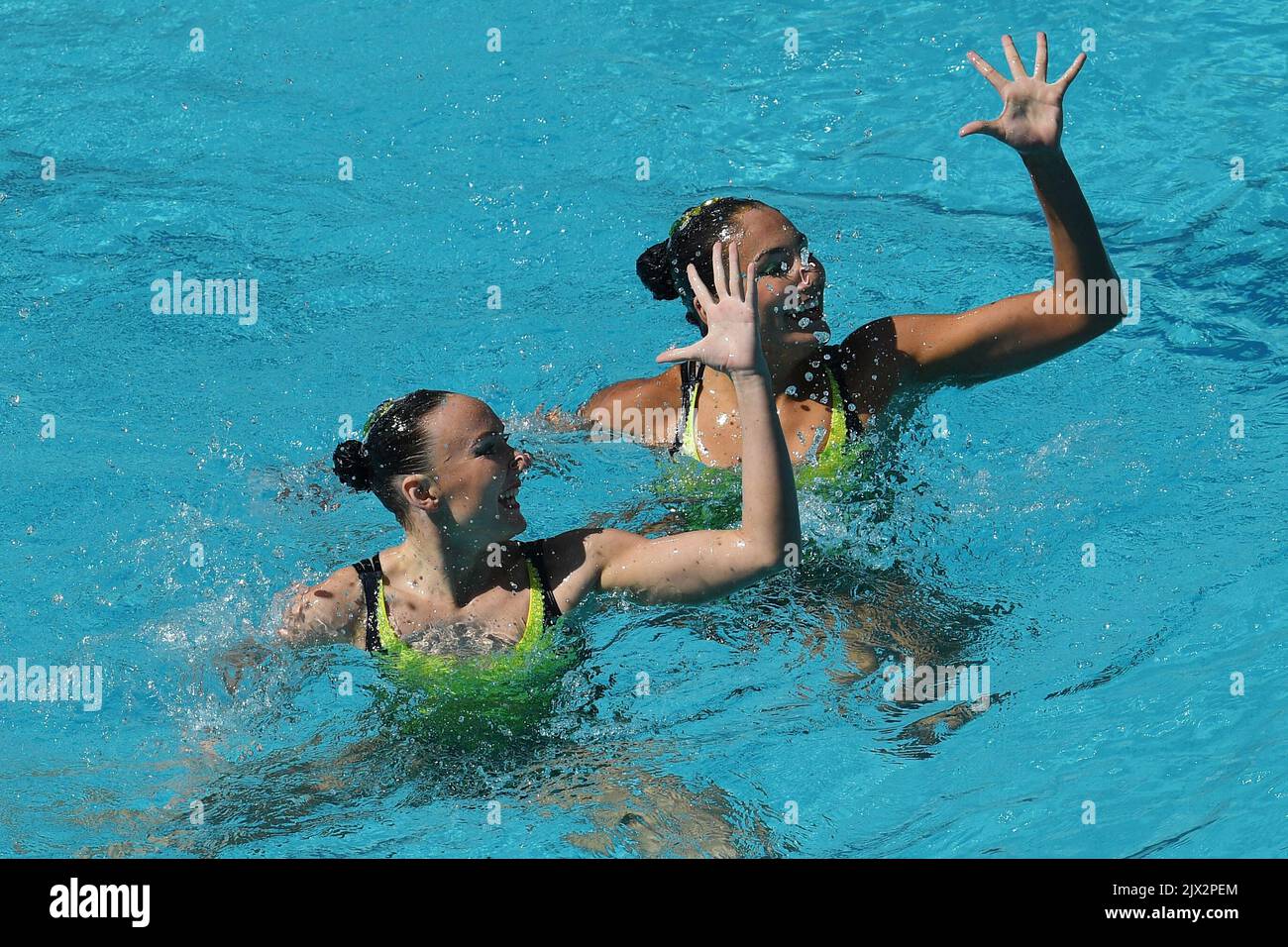 Australia's Nikita Pablo (top) and Rose Stackpole (bottom) competing in ...