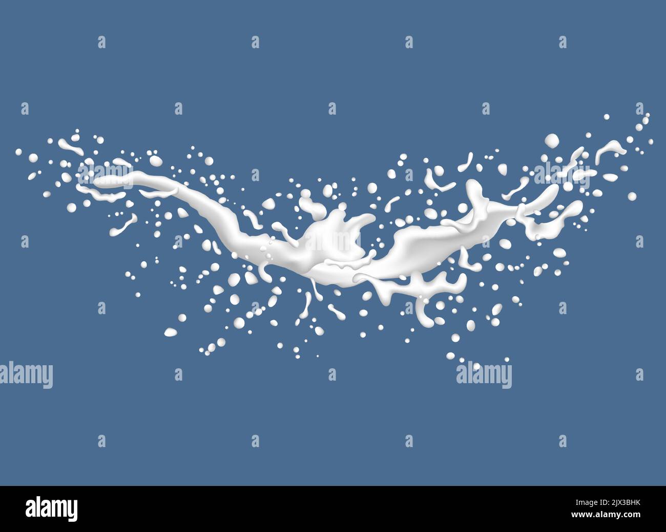 White liquid on blue background. Vector illustration. Stock Vector